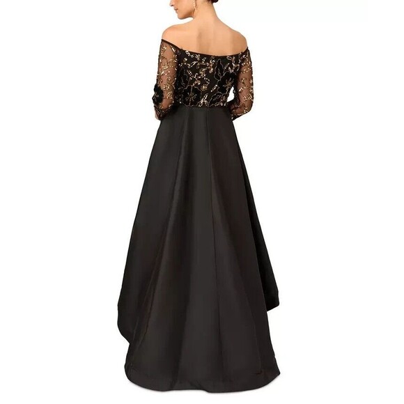 Adrianna Papell Women's Petite Beaded Taffeta-Skirt Gown Maxi Dress Black 6P - Picture 3 of 16